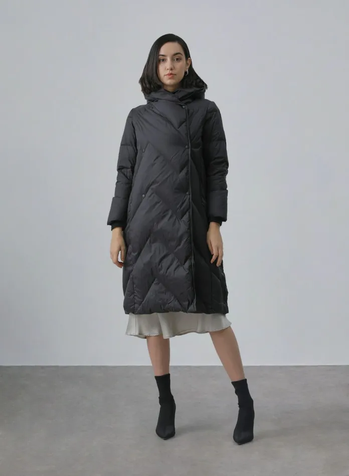 Silk Maison Down and Jackets Quilted Liner Waterproof Puffer Coat Sand 8211 Women