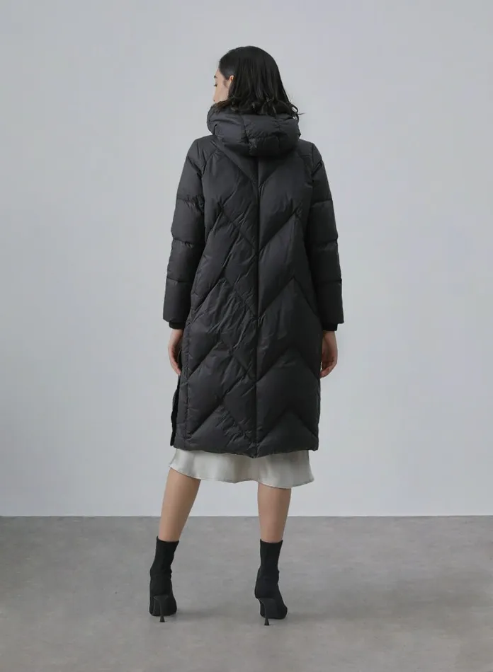 Silk Maison Down and Jackets Quilted Liner Waterproof Puffer Coat Sand 8211 Women