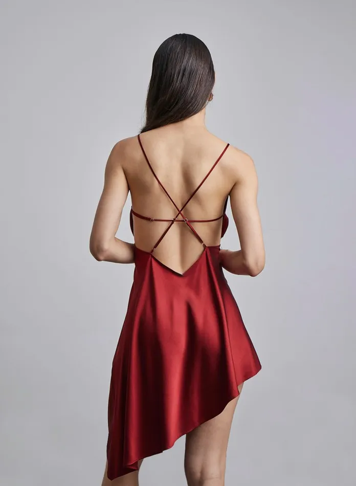 Silk Maison HighLow Dresses Allure HiLow Silk Slip Dress Burgundy 8211 Women