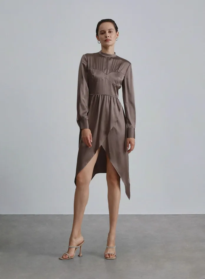 Silk Maison HighLow Dresses Classic Corset Silk Dress Suva Grey 8211 Women