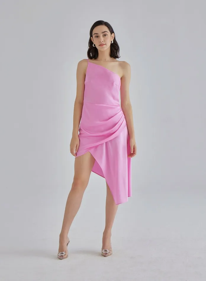 Silk Maison HighLow Dresses Pink Flamingo Inclined Silk Dress Sakura 8211 Women