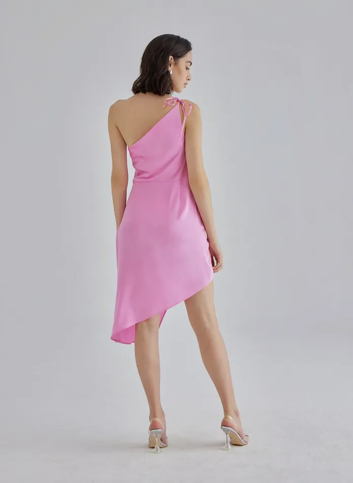 Silk Maison HighLow Dresses Pink Flamingo Inclined Silk Dress Sakura 8211 Women