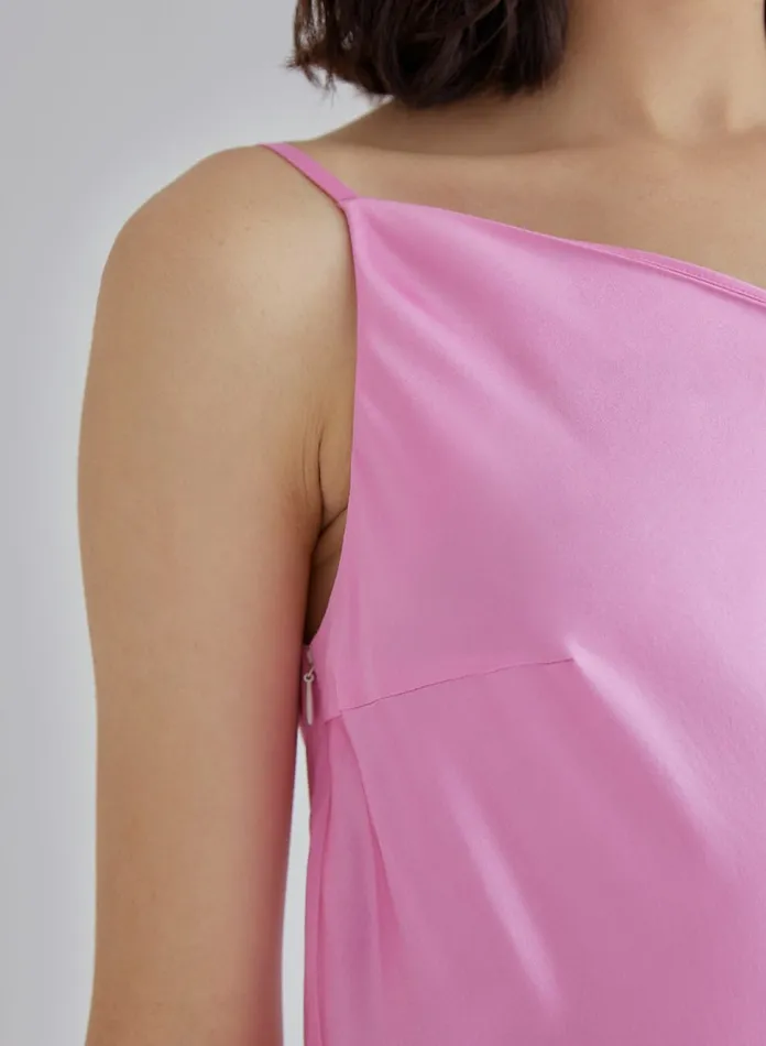 Silk Maison HighLow Dresses Pink Flamingo Inclined Silk Dress Sakura 8211 Women