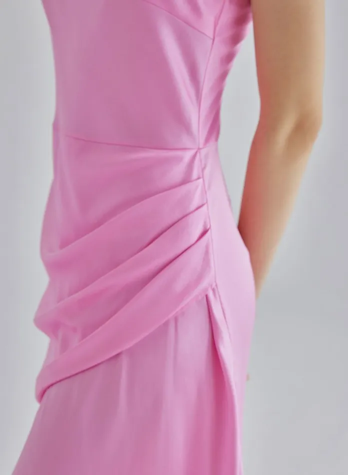Silk Maison HighLow Dresses Pink Flamingo Inclined Silk Dress Sakura 8211 Women