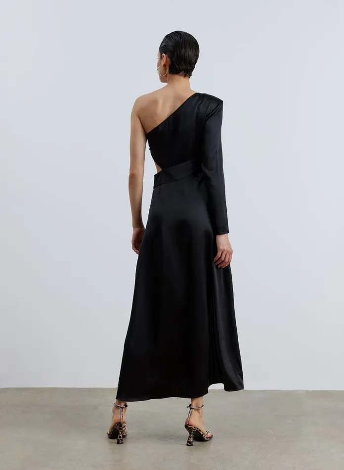 Silk Maison Jumpsuits Padded Oneshoulder Silk Dress Midnight Black 8211 Women