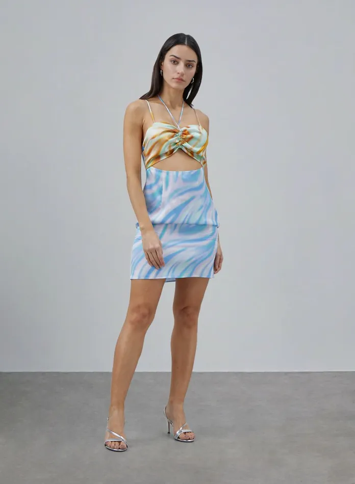 Silk Maison Prints and Patterns Drawstring Fake Twopiece Silk Slip Dress Dreamy Blue 8211 Women Silk Maison Prints and Patterns Drawstring Fake Twopiece Silk Slip Dress Dreamy Blue 8211 Women