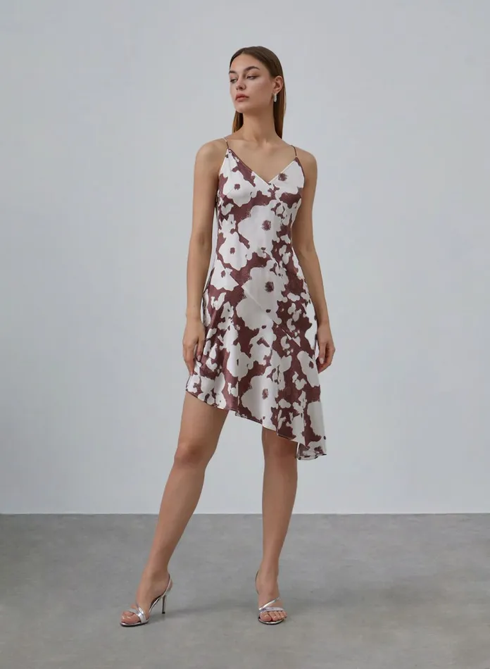 Silk Maison Prints and Patterns Floral Asymmetrical Silk Dress Vandyck Brown 8211 Women Silk Maison Prints and Patterns Floral Asymmetrical Silk Dress Vandyck Brown 8211 Women