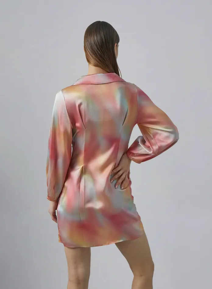 Silk Maison Shirt Dresses Asymmetric Pleated Silk Shirt Dress Rainbow Pink 8211 Women