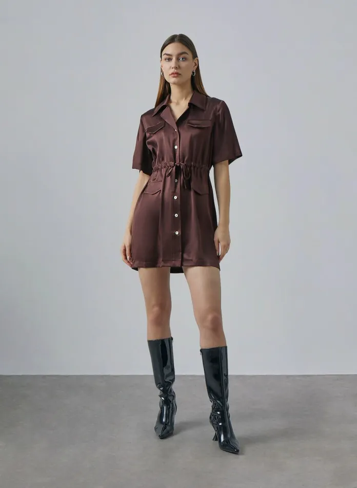 Silk Maison Shirt Dresses Cargolook Silk Shirt Dress Chocolate 8211 Women