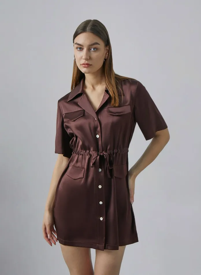 Silk Maison Shirt Dresses Cargolook Silk Shirt Dress Chocolate 8211 Women