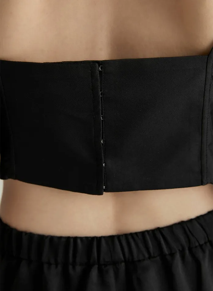 Silk Maison Shirts Flare Mid Sleeve Midriff Top Midnight Black 8211 Women