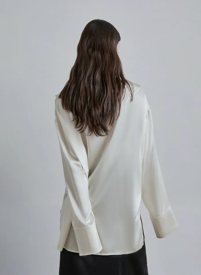 Silk Maison Shirts Left Buttoned Opening Silk Blouse Ivory 8211 Women
