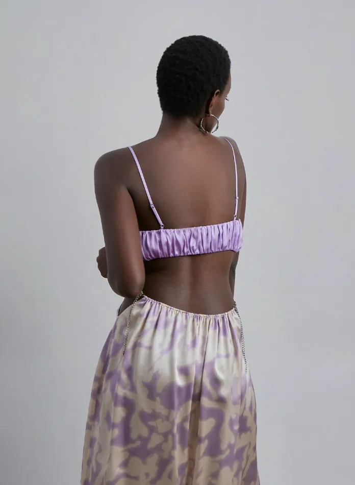 Silk Maison Shirts Ruched Silk Spaghetti Strap Top Lavender 8211 Women