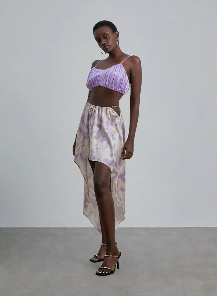 Silk Maison Shirts Ruched Silk Spaghetti Strap Top Lavender 8211 Women
