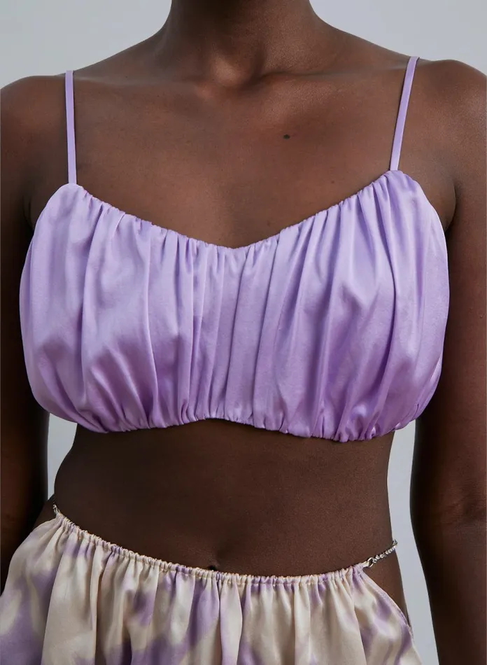 Silk Maison Shirts Ruched Silk Spaghetti Strap Top Lavender 8211 Women