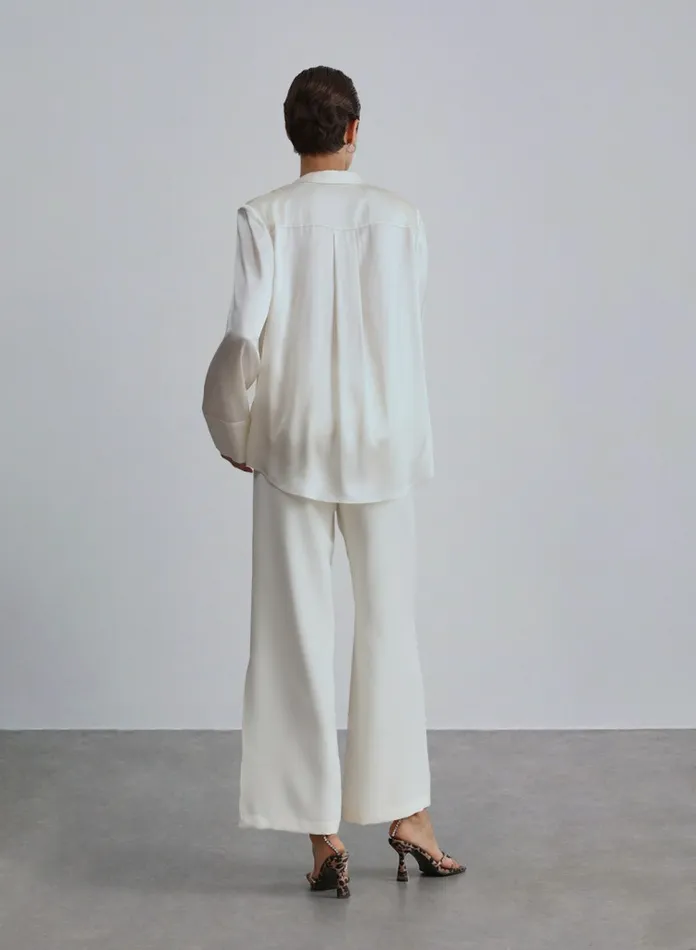Silk Maison Shirts Shoulder Pad Collar Silk Blouse Ivory 8211 Women