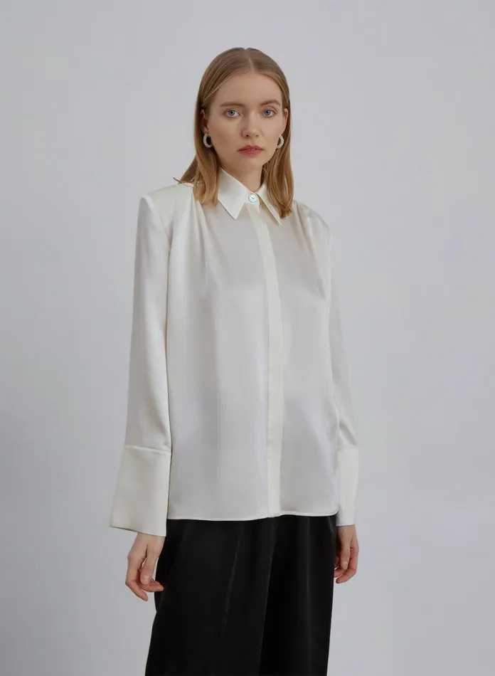 Silk Maison Shirts Shoulder Pad Silk Shirt Ivory 8211 Women