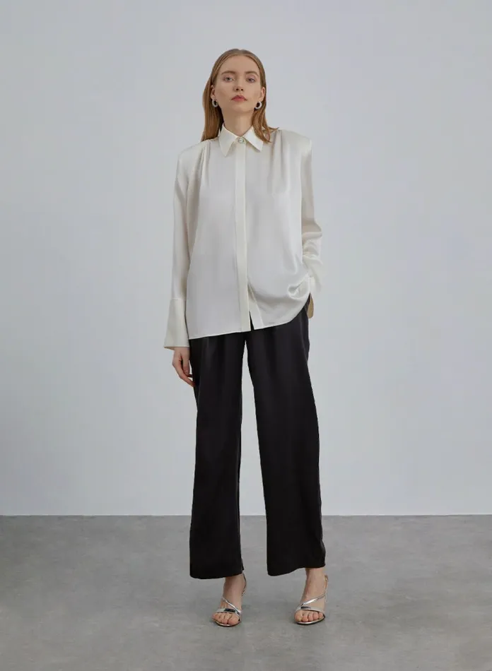 Silk Maison Shirts Shoulder Pad Silk Shirt Ivory 8211 Women Silk Maison Shirts Shoulder Pad Silk Shirt Ivory 8211 Women
