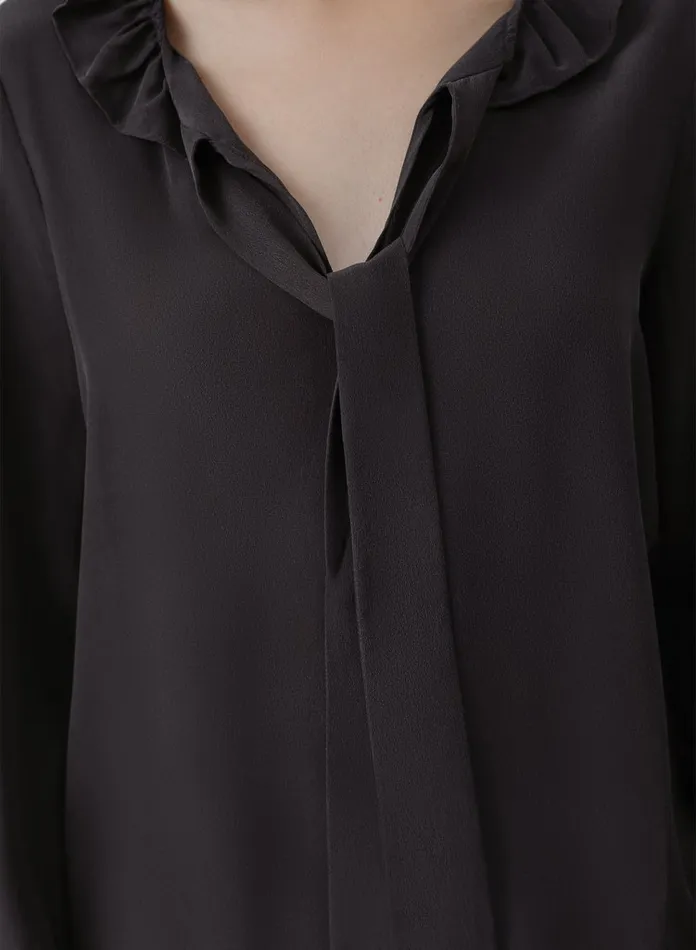 Silk Maison Shirts Straps Decorated Silk Blouse Midnight Black 8211 Women