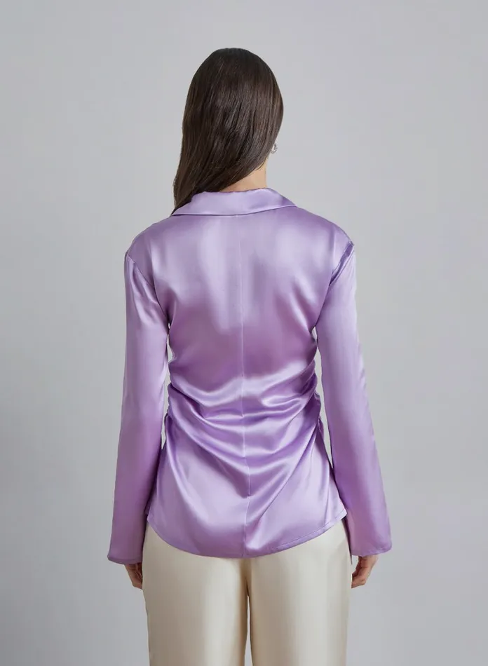 Silk Maison Shirts Waist Tuckpleated Silk Blouse Lavender 8211 Women