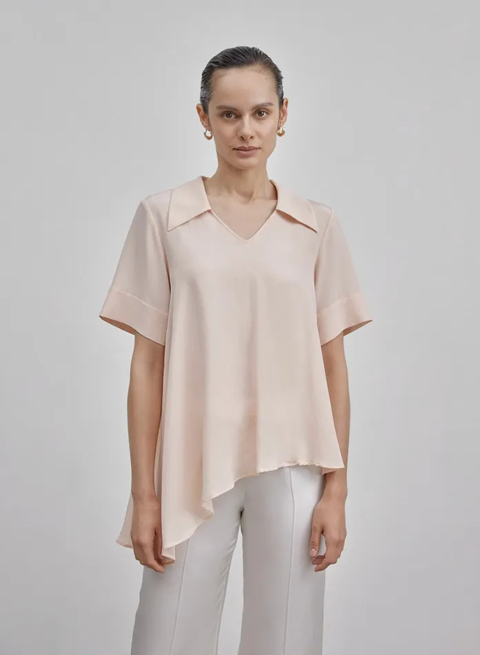 Silk Maison Shirts Washable Asymmetric Silk Blouse Blush 8211 Women