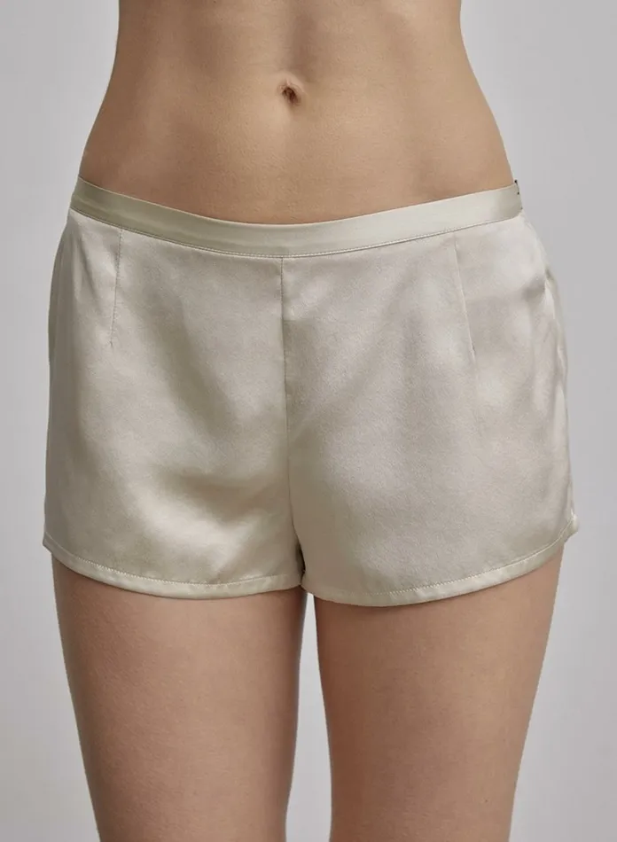 Silk Maison ShortsandPants Elastic Waist Silk Shorts Beige 8211 Women