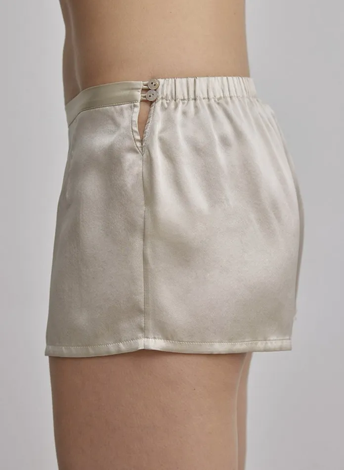 Silk Maison ShortsandPants Elastic Waist Silk Shorts Beige 8211 Women