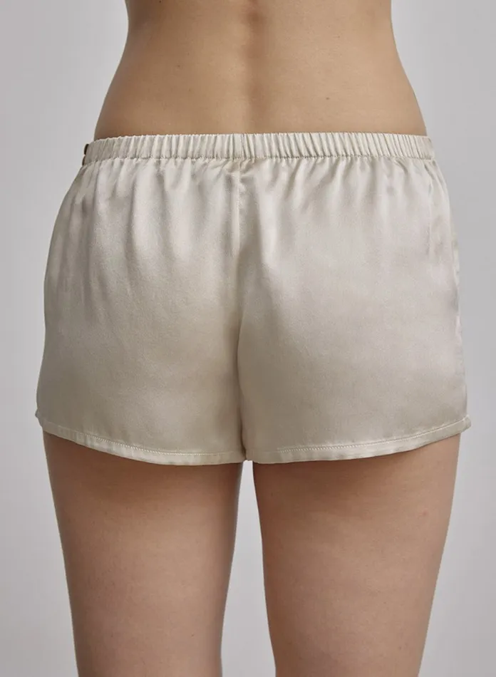 Silk Maison ShortsandPants Elastic Waist Silk Shorts Beige 8211 Women