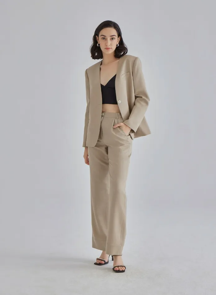 Silk Maison ShortsandPants Faint Hazel Silk Blend Pants Champagne 8211 Women