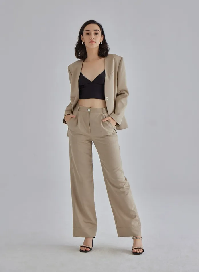 Silk Maison ShortsandPants Faint Hazel Silk Blend Pants Champagne 8211 Women