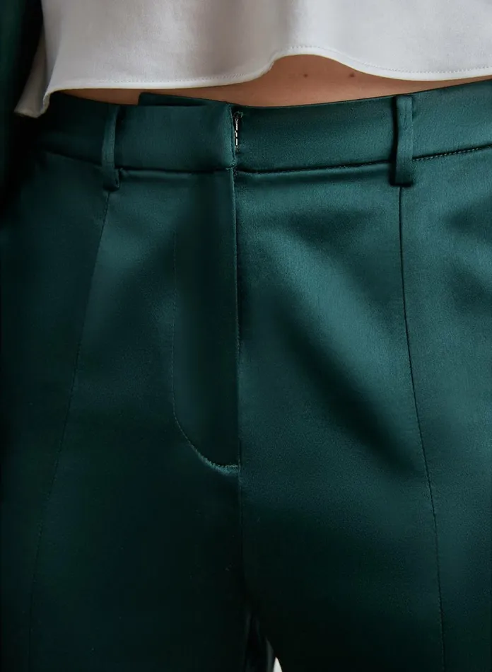 Silk Maison ShortsandPants Front Slit Trousers Dark Green 8211 Women