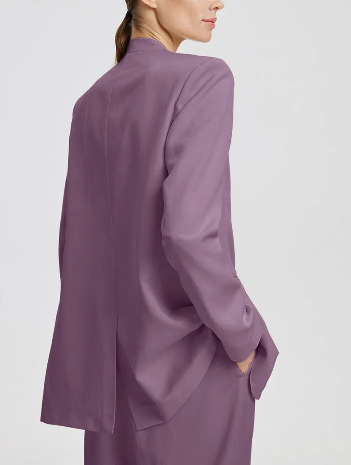 Silk Maison ShortsandPants LinenBlend Layered Blazer and Pants Set Purple 8211 Women