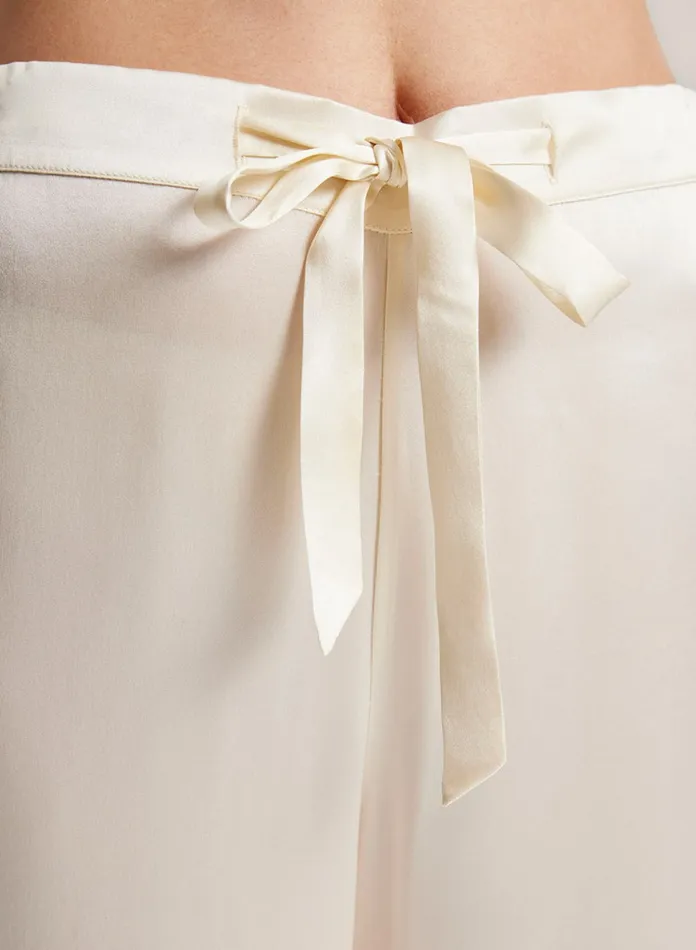 Silk Maison ShortsandPants Maison Ivory Piped Silk Pajama Pants Ivory 8211 Women