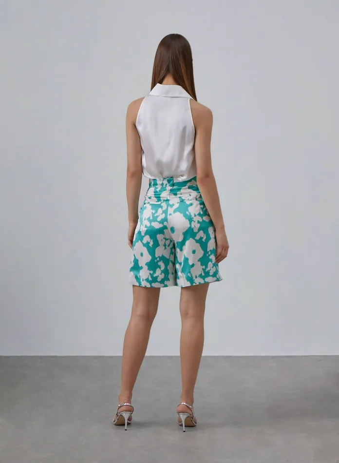Silk Maison ShortsandPants Ready To Bloom Floral Silk Bermuda Shorts Robin Egg 8211 Women Silk Maison ShortsandPants Ready To Bloom Floral Silk Bermuda Shorts Robin Egg 8211 Women