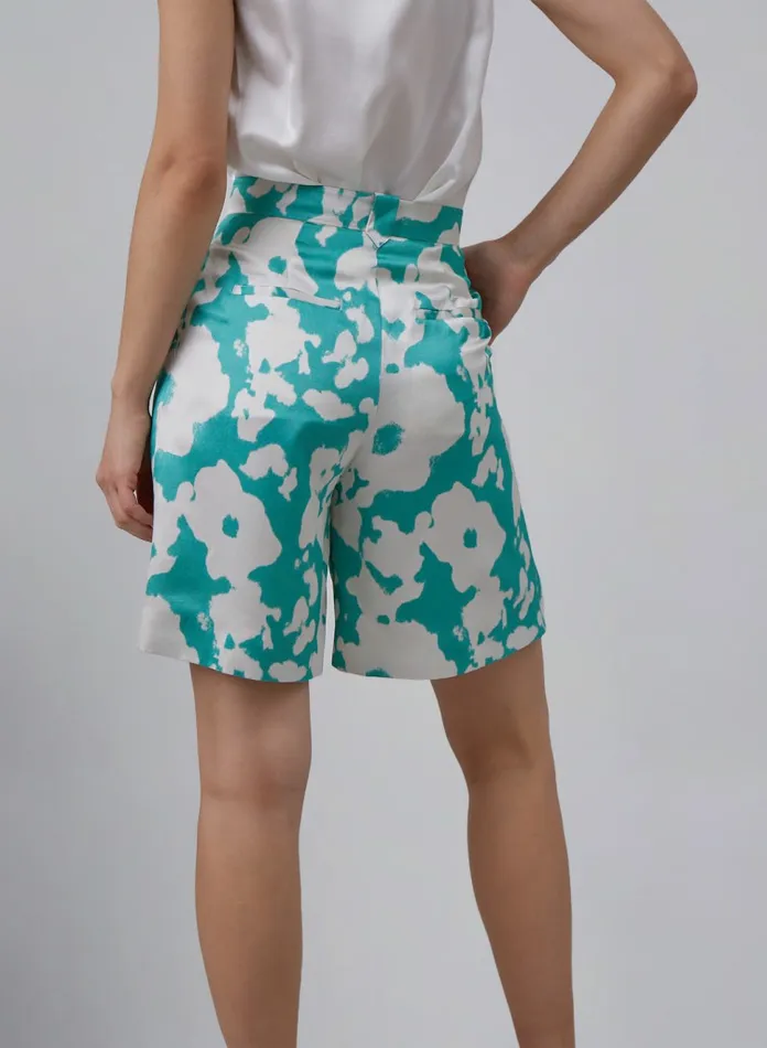 Silk Maison ShortsandPants Ready To Bloom Floral Silk Bermuda Shorts Robin Egg 8211 Women Silk Maison ShortsandPants Ready To Bloom Floral Silk Bermuda Shorts Robin Egg 8211 Women