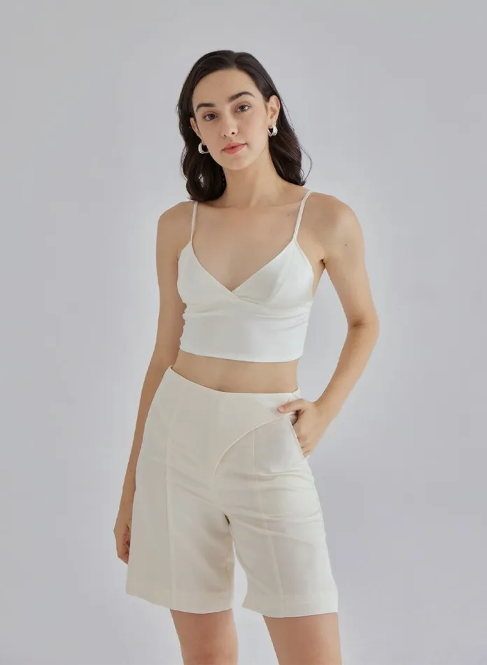 Silk Maison ShortsandPants White Quartz Silk Blend Shorts Ivory 8211 Women