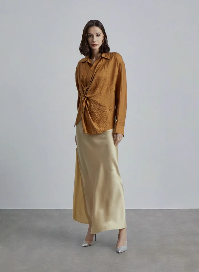 Silk Maison Skirts HighWaisted Slit Maxi Skirt Midnight Black 8211 Women
