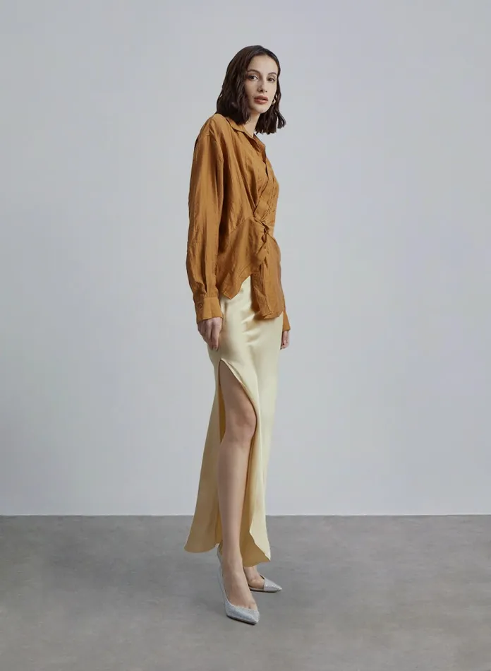 Silk Maison Skirts HighWaisted Slit Maxi Skirt Midnight Black 8211 Women