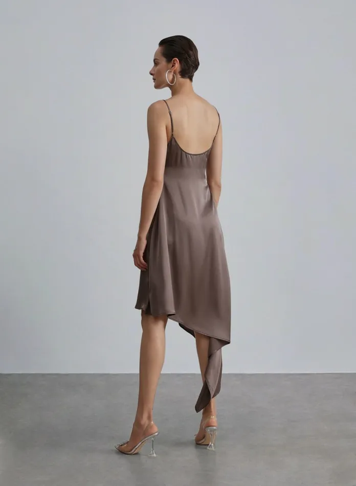 Silk Maison Slip Dresses Asymmetric Handkerchief Hem Silk Slip Dress Suva Grey 8211 Women