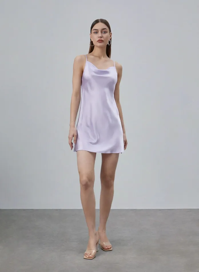 Silk Maison Slip Dresses Classic Cowl Neck Silk Slip Dress Lavender 8211 Women