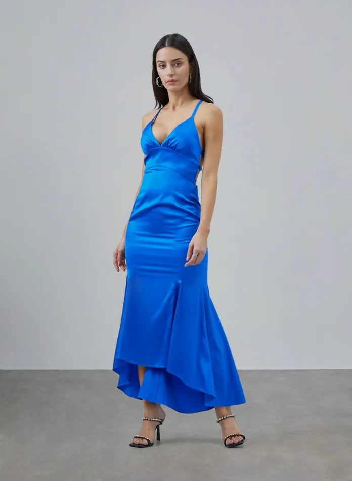 Silk Maison Slip Dresses Flared Silk Sun Dress Sapphire 8211 Women