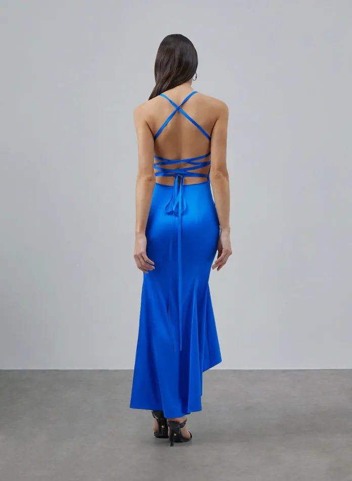 Silk Maison Slip Dresses Flared Silk Sun Dress Sapphire 8211 Women