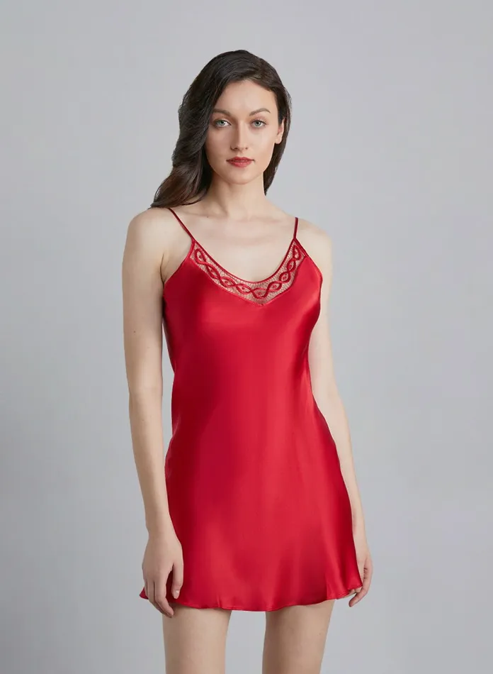 Silk Maison Slip Dresses Hand Crafted Lace Silk Slip Dress Red 8211 Women
