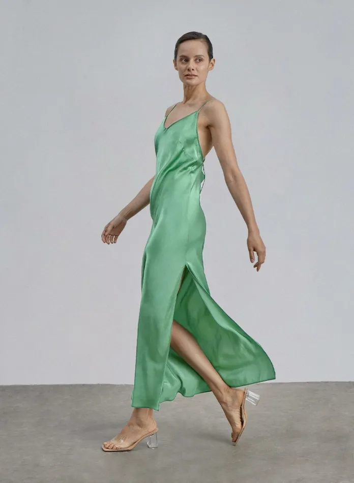 Silk Maison Slip Dresses Lime Cocktail Silk Maxi Slip Dress Lime 8211 Women