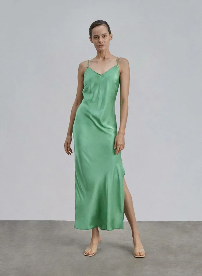 Silk Maison Slip Dresses Lime Cocktail Silk Maxi Slip Dress Lime 8211 Women