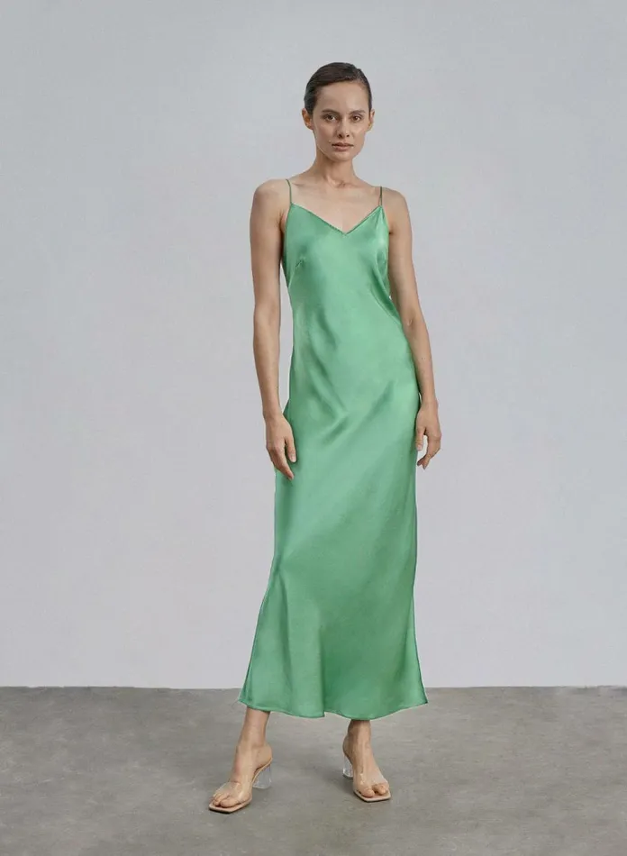 Silk Maison Slip Dresses Lime Cocktail Silk Maxi Slip Dress Lime 8211 Women
