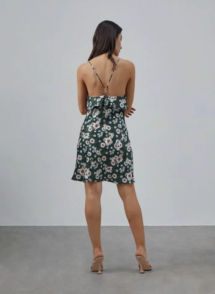 Silk Maison Slip Dresses Print Doublelayer Tiered Silk Slip Dress Posy Green 8211 Women