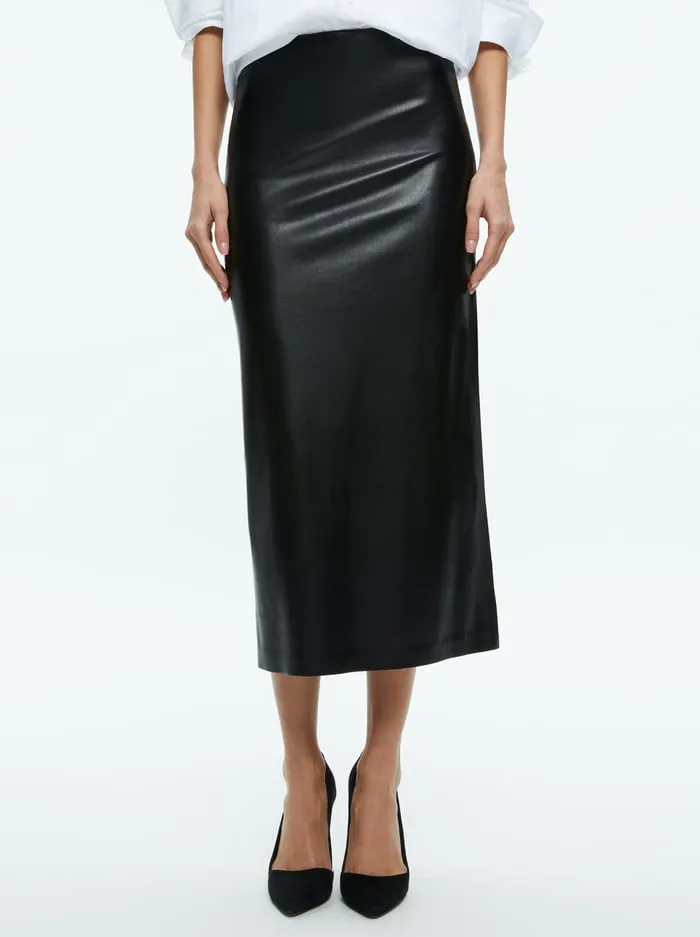 Skirts Women Alice Olivia Maeve Vegan Midi Skirt Black