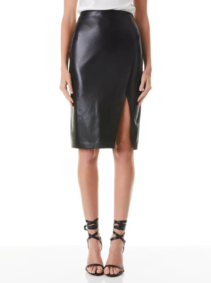 Skirts Women Alice Olivia Siobhan Vegan Midi Skirt Black
