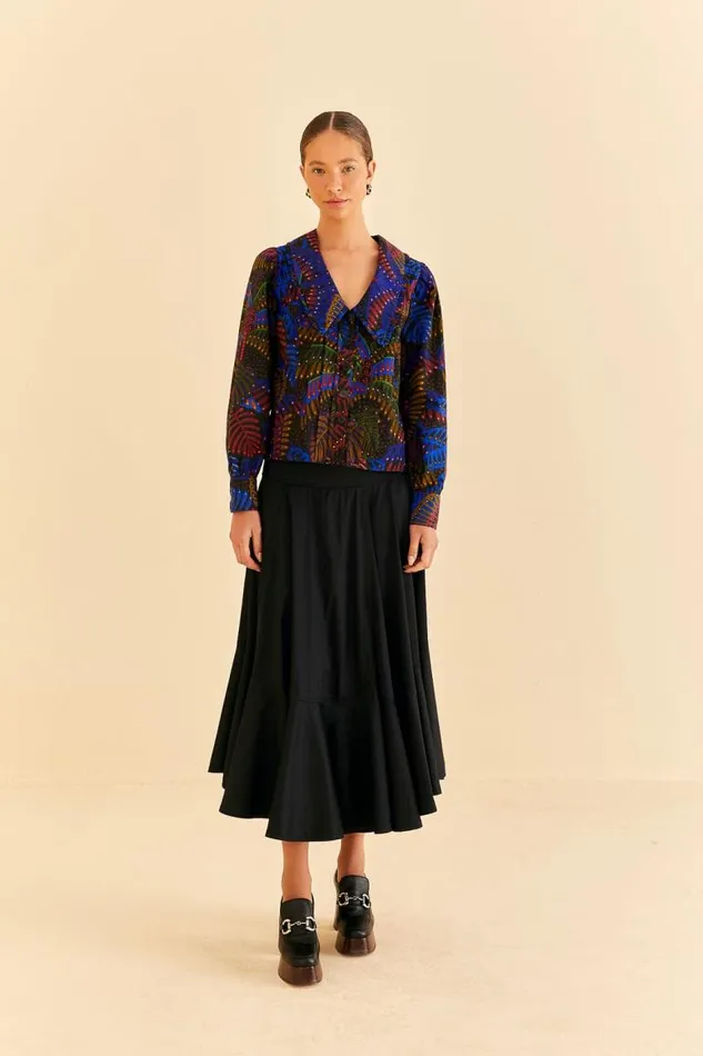 Skirts Women FARM Rio Black Ruffle Maxi Skirt
